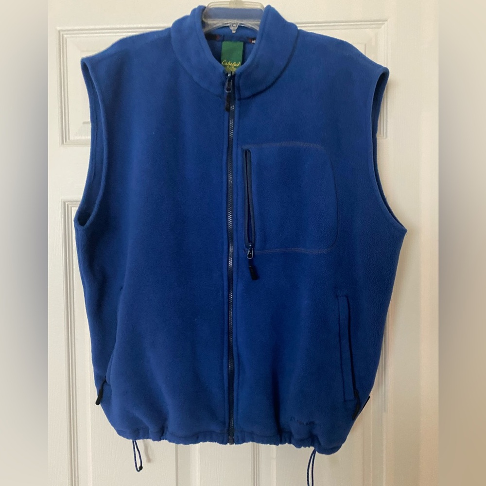 Vintage Cabela’s Polartec Royal Blue Zip Up Fleece Vest W/Zippers Unisex Size XL